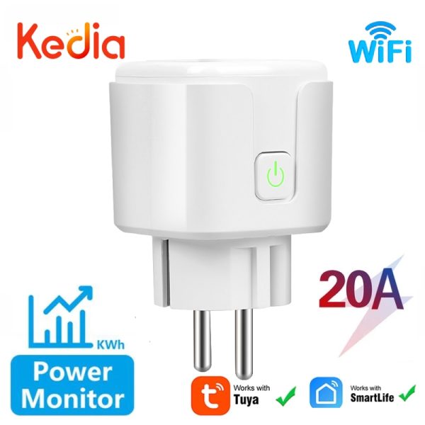 Wifi Smart Plug Tuya Mini Socket 16A/20A With Power Metering For Home Appliance Compatible With Alexa Google Home Yandex Alice