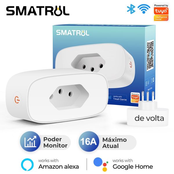 16A Brazil Standard Tuya Wifi Smart Plug Socket Outlet Adapter Power Monitor Timer APP Voice Works For Google Home Alexa