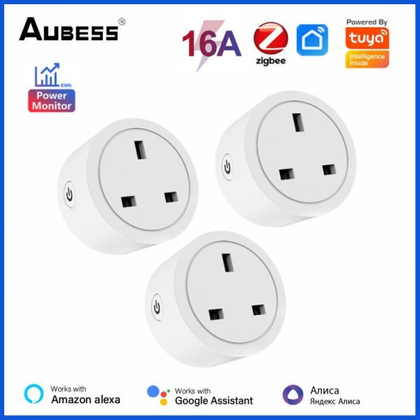 Tuya ZigBee Smart Plug UK 16A Timer Socket Smart Home Power Metering Outlet Smart Life APP Control Works With Alexa Google Home