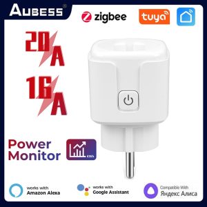 Tuya Zigbee Smart Plug 20A/16A EU Smart Socket With Power Monitoring Timing Function Voice Control Via Alexa Google Home Yandex